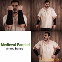 Medieval Padded Bracers with Leather Cord Closure