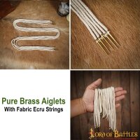 Medieval Pure Brass Aiglets Fabric Ecru Strings Ideal Clothing Accessory