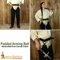 Medieval Padded Arming Belt Handmade from Sturdy Canvas Cotton Black