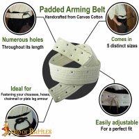 Medieval Padded Arming Belt Handmade from Sturdy Canvas Cotton Ecru