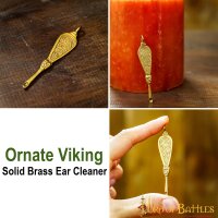 Ornate Viking Pure Solid Brass Ear Cleaner Fully Functional Accessory