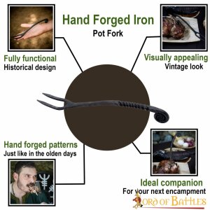 Viking Pot Fork Hand Forged Iron Camping Accessory