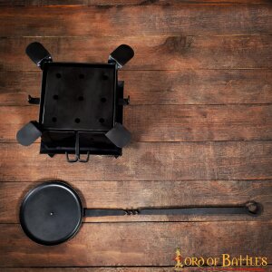 Cooking Pan with Long Handle Hand Forged Iron Camping Accessory