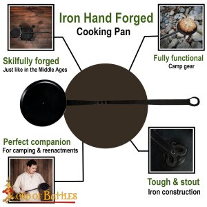 Cooking Pan with Long Handle Hand Forged Iron Camping Accessory