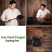 Cooking Pan with Long Handle Hand Forged Iron Camping Accessory