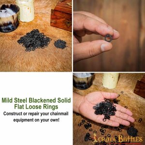 Blackened Mild Steel Loose Rings, Flat Rings with Dome Rivets, 6 mm 18 gauge