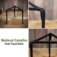 Medieval Campfire Small Tripod Stand Hand Forged Iron Accessory