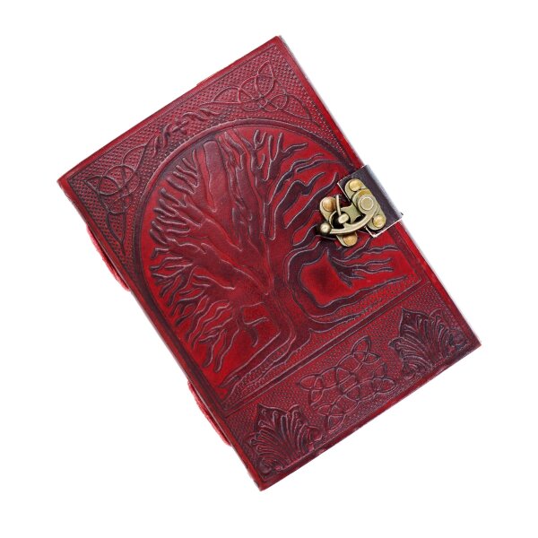 Tree of Life Genuine Leather Journal with Antique Brass Lock Diary Notes