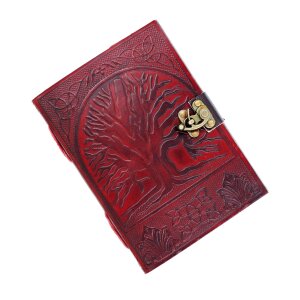Tree of Life Genuine Leather Journal with Antique Brass...