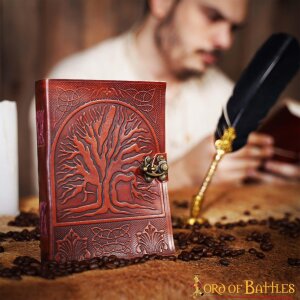 Tree of Life Genuine Leather Journal with Antique Brass Lock Diary Notes