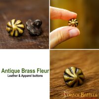 Classic Late Middle Age Antique Brass Fleur Buttons Apparel Accessory