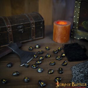 Medieval Viking Handcrafted Rune Stones Set with Bag Gaming Accessory