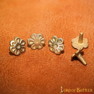 Medieval Rosette Pure Brass Mounts / Conchos Set of 5