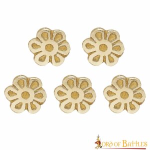 Medieval Rosette Pure Brass Mounts / Conchos Set of 5