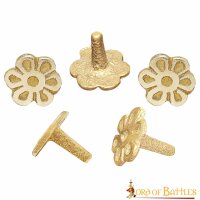 Medieval Rosette Pure Brass Mounts / Conchos Set of 5