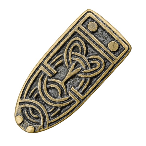 Ornate Celtic Antiqued Brass Viking Belt End Chape Functional Belt Accessory