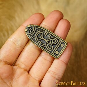 Ornate Celtic Antiqued Brass Viking Belt End Chape Functional Belt Accessory