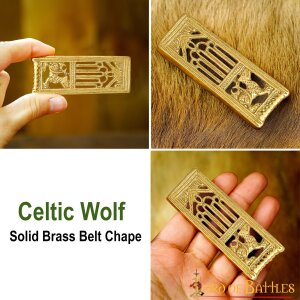 Medieval Lion Pure Solid Brass Belt End Chape Functional Belt Accessory