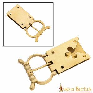 14th Century Medieval Trefoil Solid Brass Buckle Leather...
