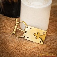 14th Century Medieval Trefoil Solid Brass Buckle Leather Accessory