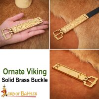 Ornate Viking Pure Solid Brass Belt Buckle Functional Accessory