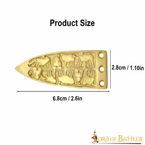 Engraved Viking Serpent Medieval Belt End Chape Pure Solid Brass Accessory