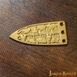 Engraved Viking Serpent Medieval Belt End Chape Pure Solid Brass Accessory