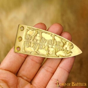 Engraved Viking Serpent Medieval Belt End Chape Pure Solid Brass Accessory