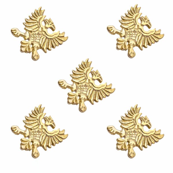 Heraldic Eagle Belt Studs or Conchos Pure Solid Brass Set of 5