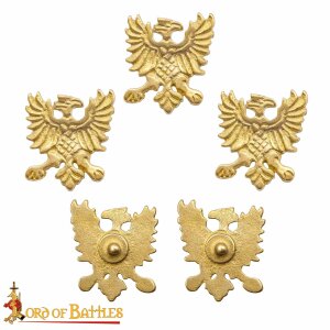Heraldic Eagle Belt Studs or Conchos Pure Solid Brass Set of 5