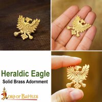 Heraldic Eagle Belt Studs or Conchos Pure Solid Brass Set of 5