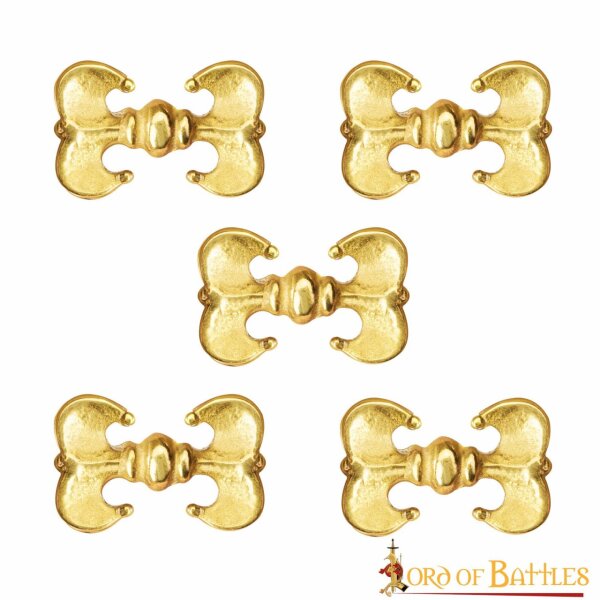 Renaissance Brilliant Brass Leather Mounts Pure Solid Brass Set of 5