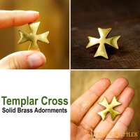 Templar Cross Pure Solid Brass Leather Mount Functional Set of 5
