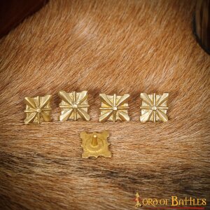 Medieval Pure Solid Brass Leather Mounts Functional Set of 5