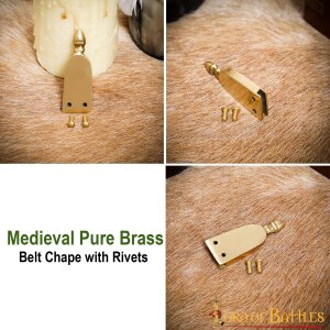 Medieval Pure Brass Belt Chape with Rivets