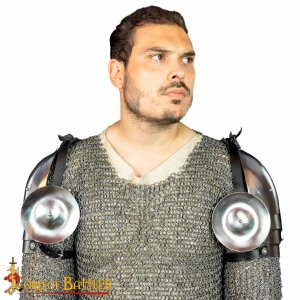 14th Century Pauldrons Fully Functional Steel Shoulder Armor with Besagues 16 gauge