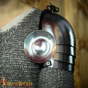 14th Century Pauldrons Fully Functional Steel Shoulder Armor with Besagues 16 gauge