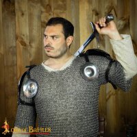 14th Century Pauldrons Fully Functional Steel Shoulder Armor with Besagues 16 gauge
