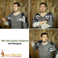 14th Century Pauldrons Fully Functional Steel Shoulder Armor with Besagues 16 gauge