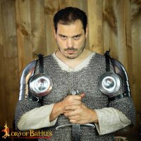 14th Century Pauldrons Fully Functional Steel Shoulder Armor with Besagues 16 gauge