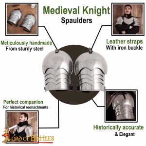 Medieval Knightly Spaulders Functional Shoulder Armor 16 gauge