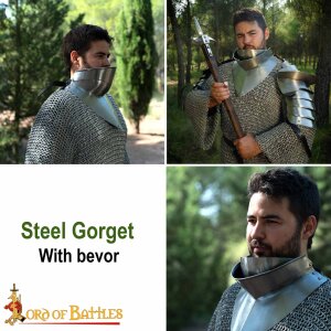 Medieval 15th Century Gorget with bevor 16 gauge