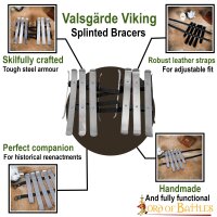 Valsg¤rde Viking Splinted Bracers Functional Historical Arms Armor 16 gauge