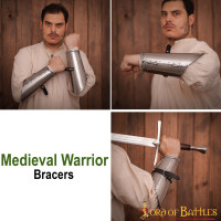 Warrior Bracers Medieval Arm Armor with Genuine Suede Lining 16 gauge