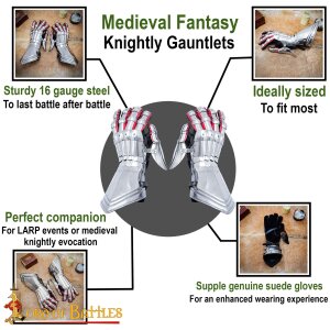 Medieval Fantasy Knightly Gauntlets 16 gauge