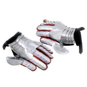 Medieval fantasy Knight Gauntlets with Suede Leather Gloves 16 gauge