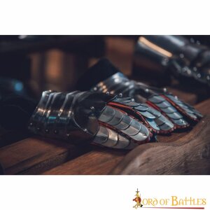 Medieval fantasy Knight Gauntlets with Suede Leather Gloves 16 gauge