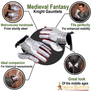 Medieval fantasy Knight Gauntlets with Suede Leather Gloves 16 gauge