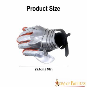 Medieval fantasy Knight Gauntlets with Suede Leather Gloves 16 gauge