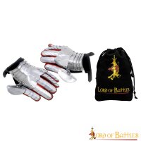 Medieval fantasy Knight Gauntlets with Suede Leather Gloves 16 gauge